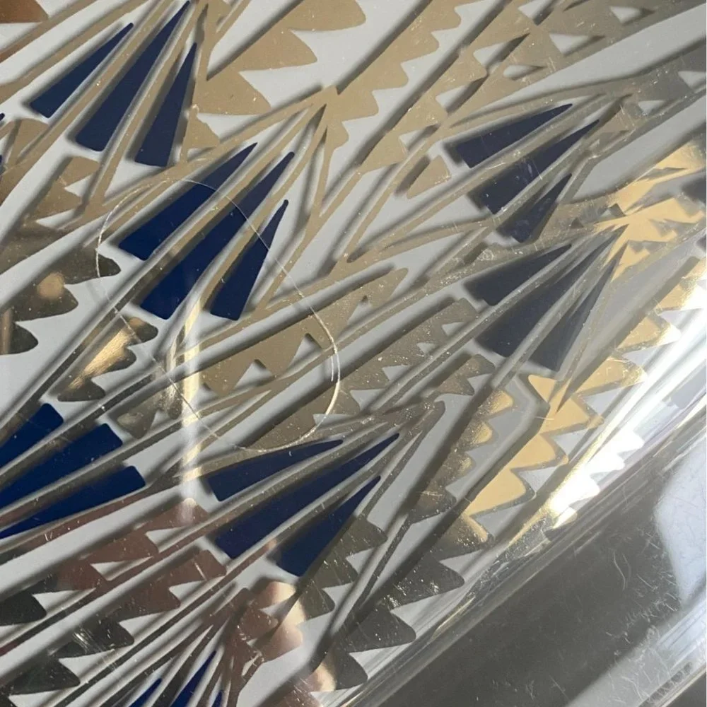 Heyday iPhone XS MAX Art Deco Hard Shell Phone Case-Gold/Blue-NEW